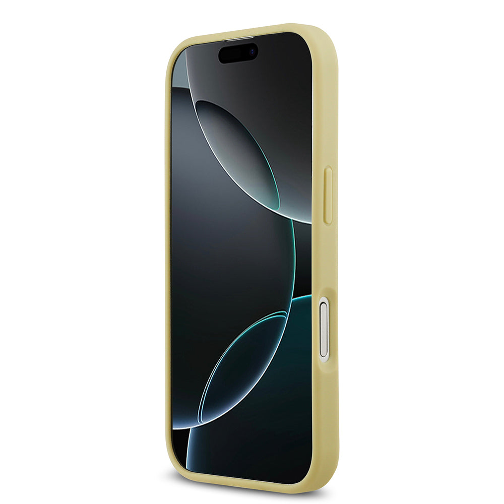 Apple iPhone 17 Kılıf Guess Orjinal Lisanslı Taşlı Arka Yüzey Üçgen Logolu Kapak Gold