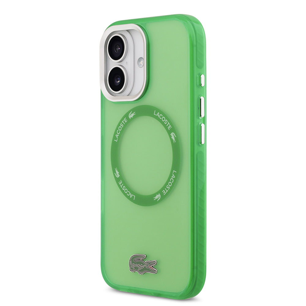 Apple iPhone 17 Kılıf Lacoste Orjinal Lisanslı M-safe Şarj Özellikli İkonik Timsah Logolu Buzlu Kapak Yeşil