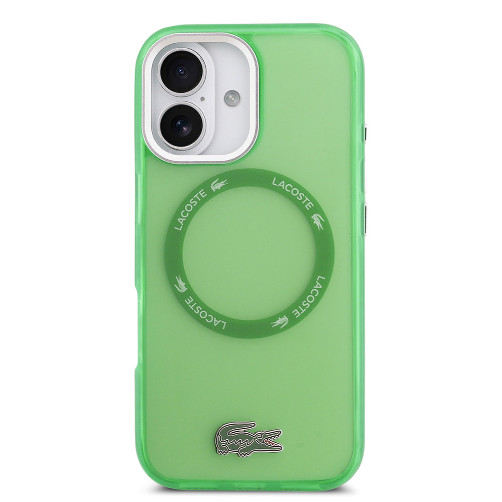 Apple iPhone 17 Kılıf Lacoste Orjinal Lisanslı M-safe Şarj Özellikli İkonik Timsah Logolu Buzlu Kapak Yeşil