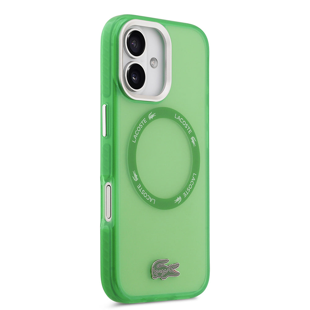 Apple iPhone 17 Kılıf Lacoste Orjinal Lisanslı M-safe Şarj Özellikli İkonik Timsah Logolu Buzlu Kapak Yeşil
