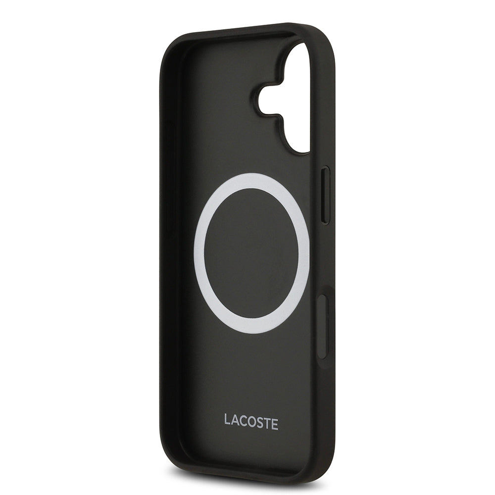 Apple iPhone 17 Kılıf Lacoste Orjinal Lisanslı M-safe Şarj Özellikli PU Deri Tasarımlı Kartlıklı Karışık Monogram Desenli Kapak Yeşil