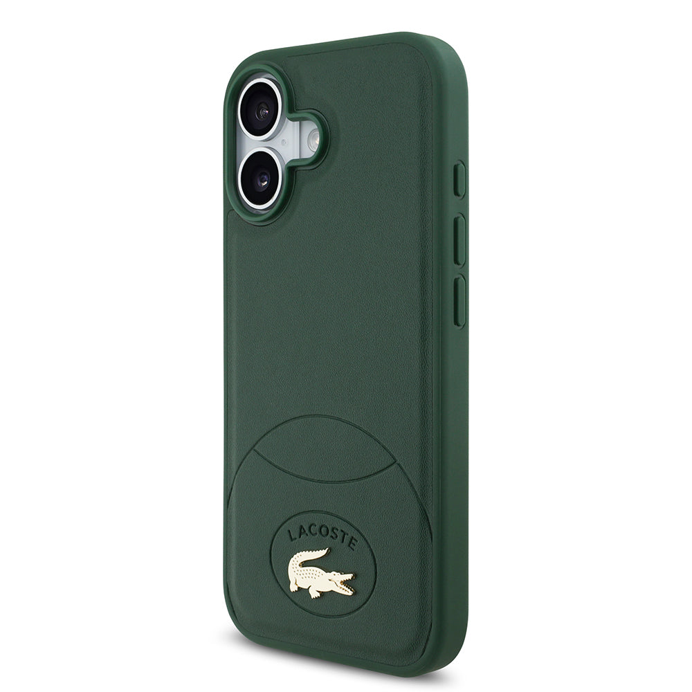 Apple iPhone 17 Kılıf Lacoste Orjinal Lisanslı M-safe Şarj Özellikli PU Deri Tasarımlı Metal Logolu Kapak Yeşil