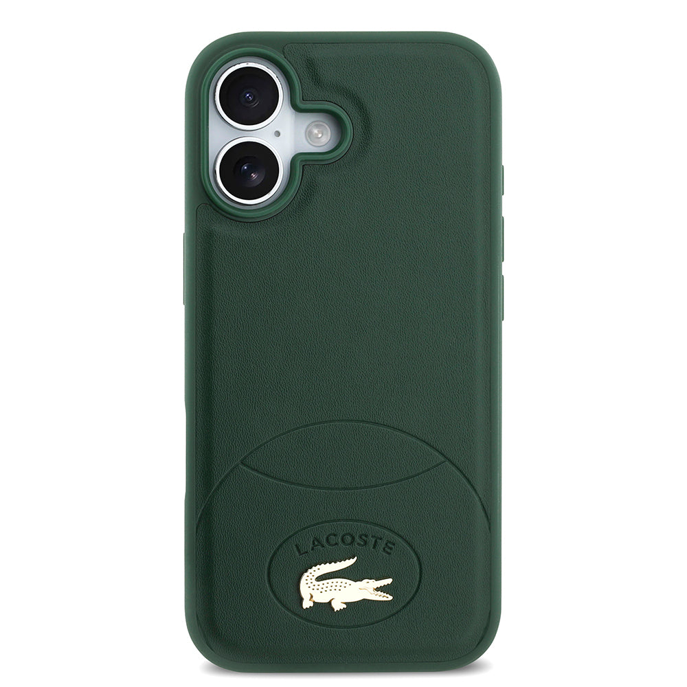 Apple iPhone 17 Kılıf Lacoste Orjinal Lisanslı M-safe Şarj Özellikli PU Deri Tasarımlı Metal Logolu Kapak Yeşil