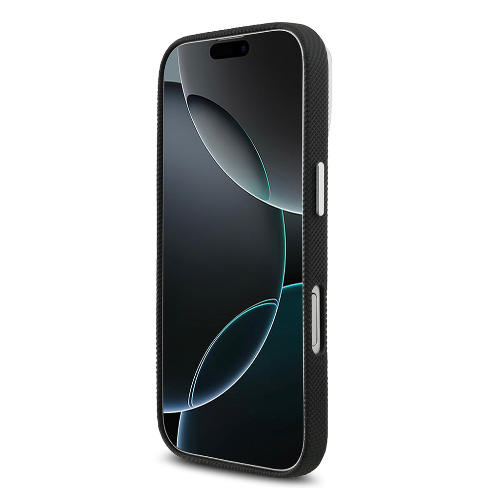 Apple iPhone 17 Kılıf Lacoste Orjinal Lisanslı M-Safe Şarj Özellikli PVC Pike Desenli Arka Yüzey İkonik Timsah Dokuma Logolu Kapak Siyah