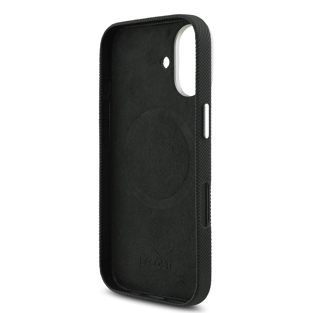 Apple iPhone 17 Kılıf Lacoste Orjinal Lisanslı M-Safe Şarj Özellikli PVC Pike Desenli Arka Yüzey İkonik Timsah Dokuma Logolu Kapak Yeşil