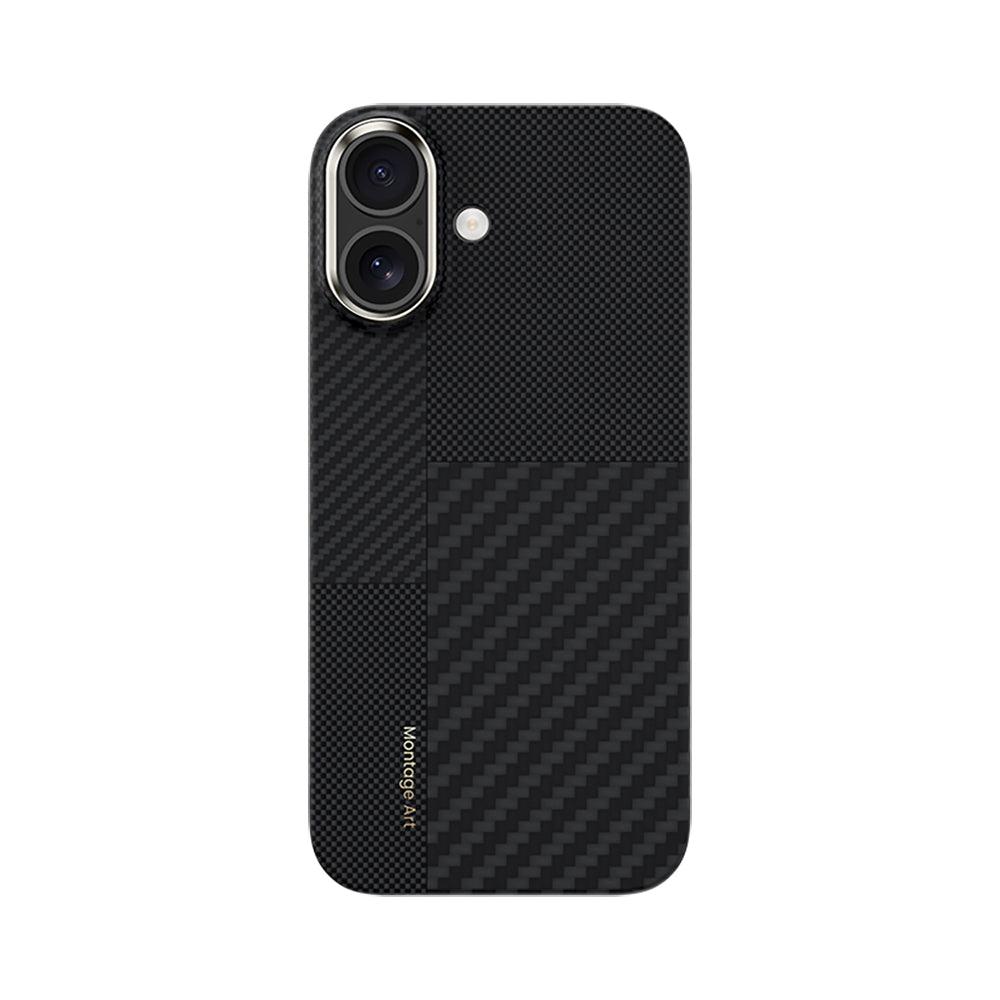 Apple iPhone 17 Kılıf M-safe Şarj Özellikli Karbon Fiber Benks Montage ArmorAir Kevlar Kapak Siyah