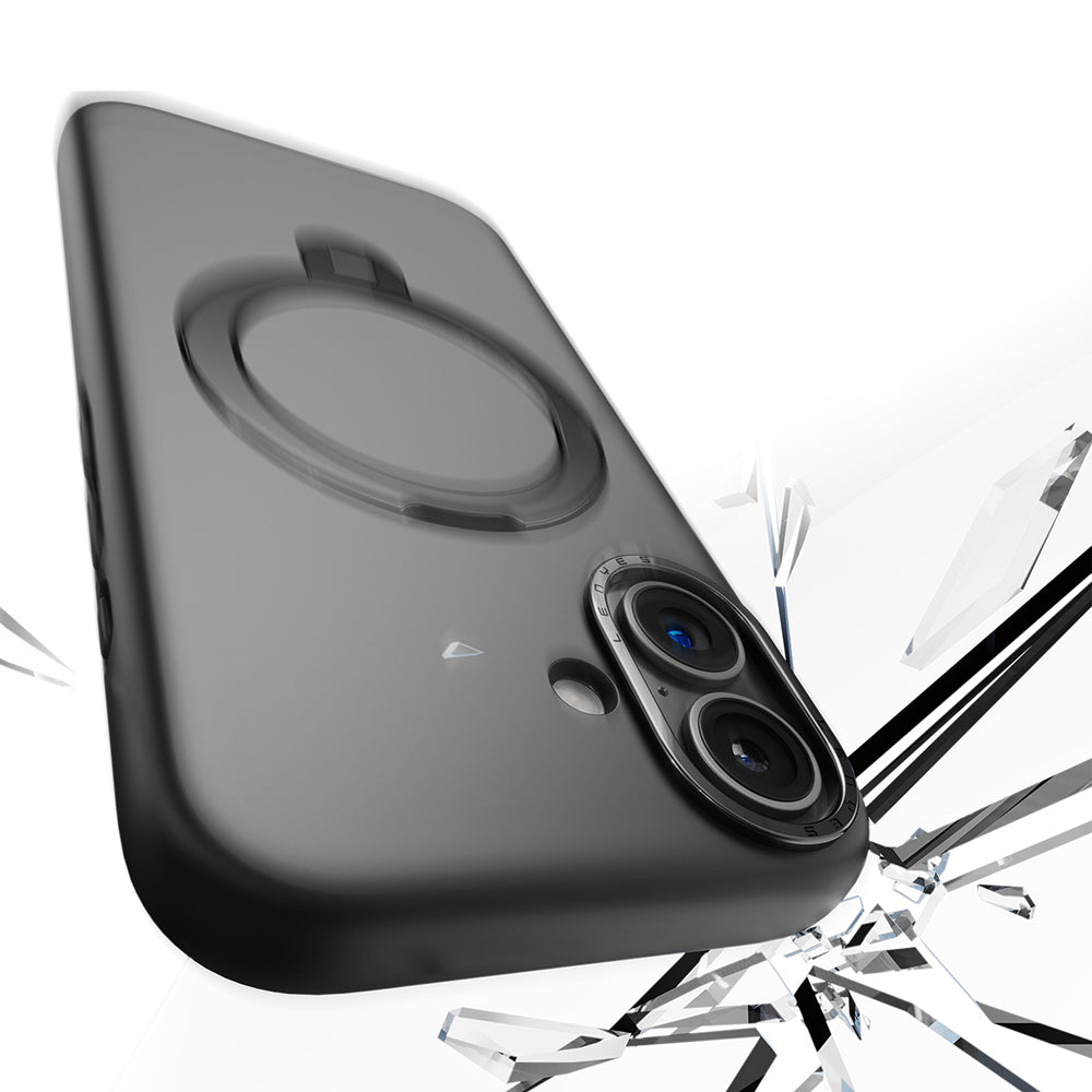 Apple iPhone 17 Kılıf M-safe Şarj Özellikli Metal Standlı Sıvı Silikon Lenyes CK223 Kapak Siyah