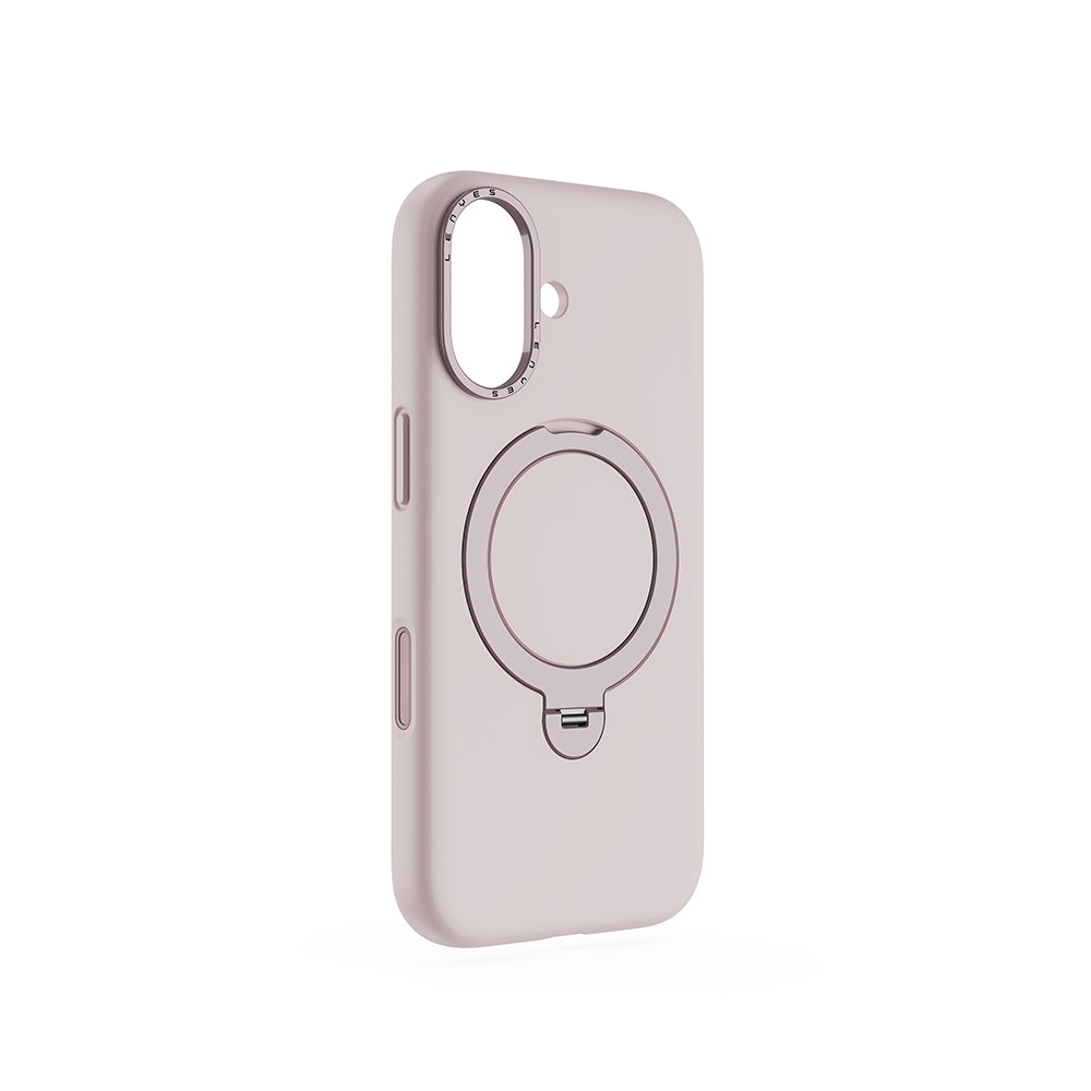 Apple iPhone 17 Kılıf M-safe Şarj Özellikli Metal Standlı Sıvı Silikon Lenyes CK223 Kapak Pembe