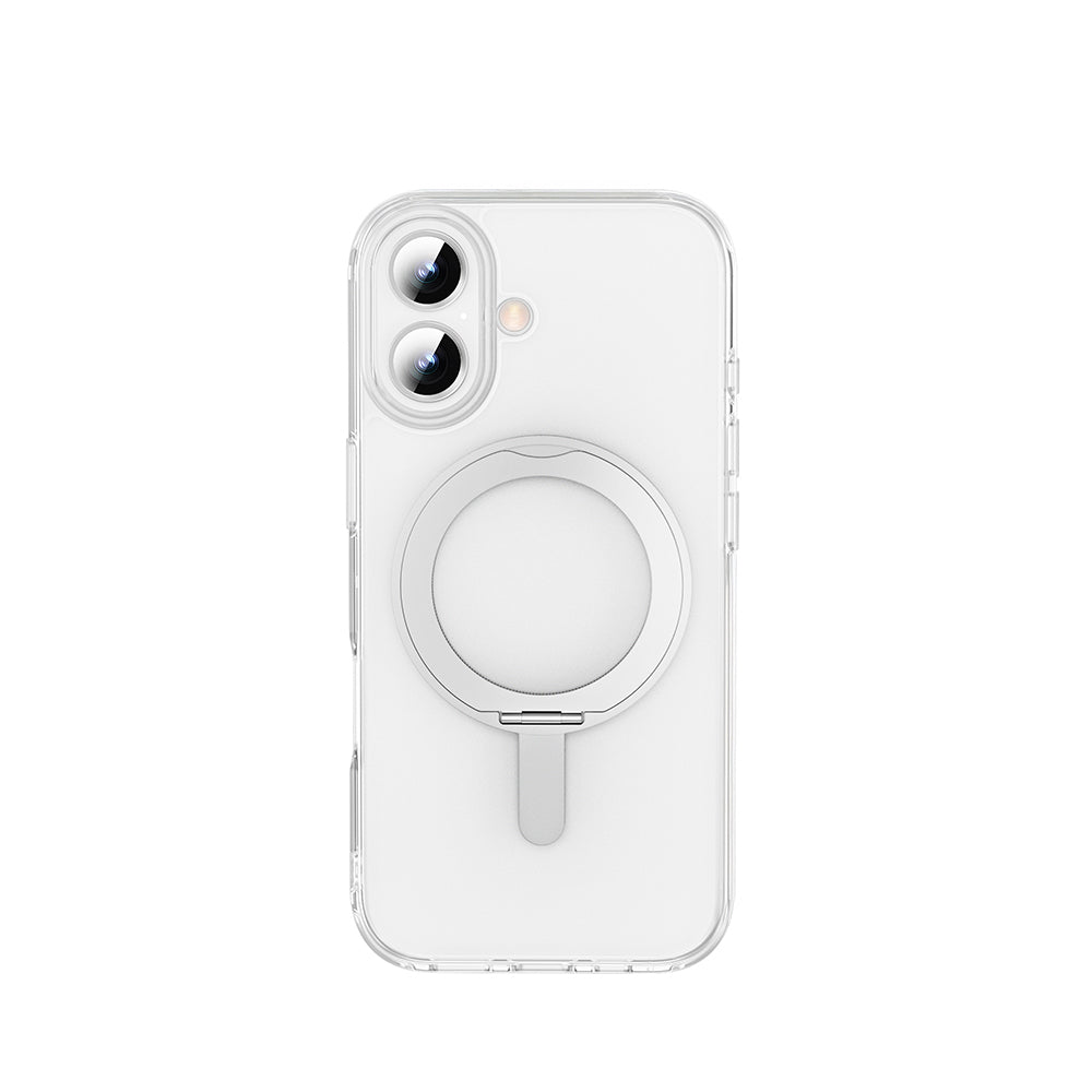 Apple iPhone 17 Kılıf M-safe Şarj Özellikli Wiwu MCC-201 iShield Ultra Serisi Standlı Crystal Sert PC Kapak Şeffaf
