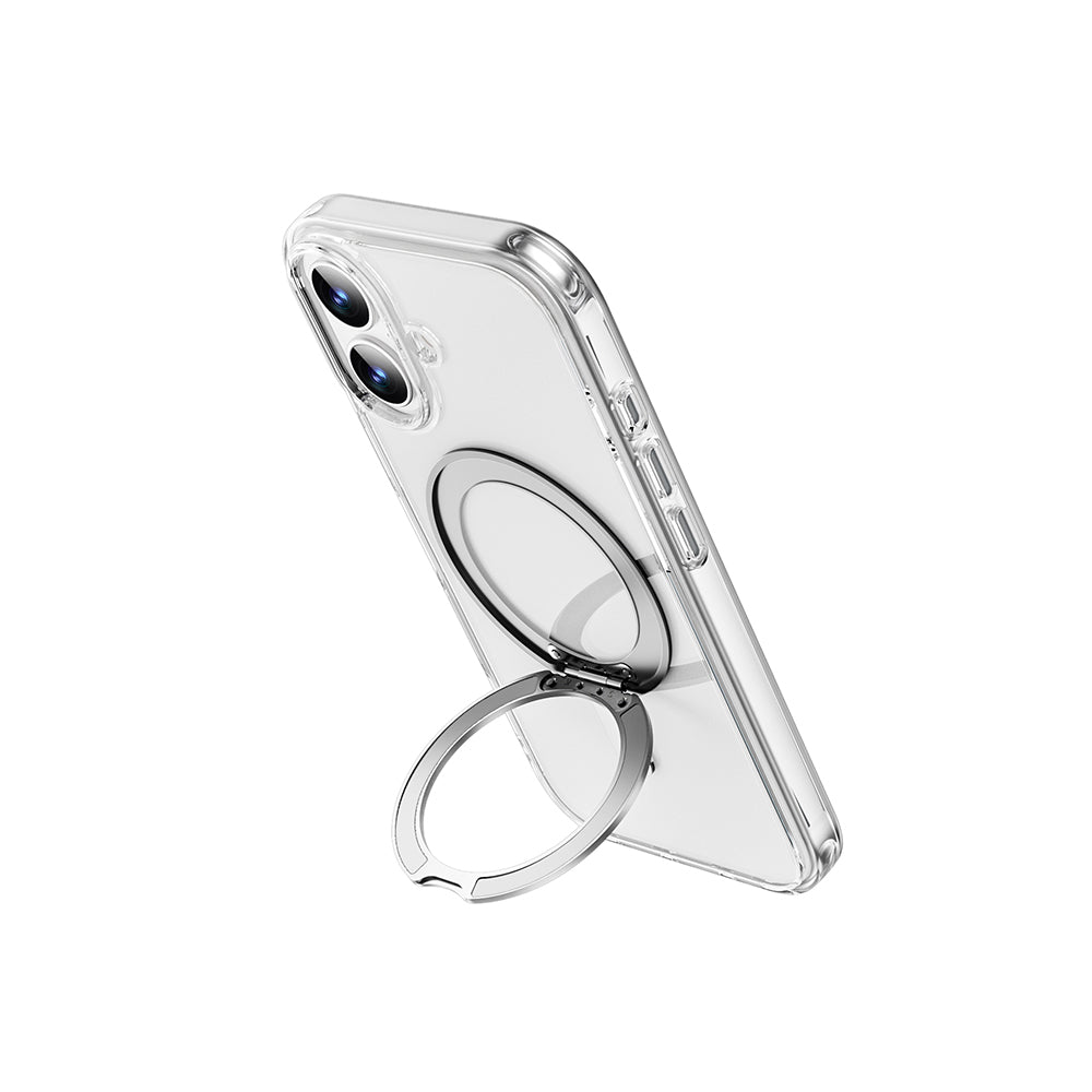 Apple iPhone 17 Kılıf M-safe Şarj Özellikli Wiwu MCC-201 iShield Ultra Serisi Standlı Crystal Sert PC Kapak Şeffaf