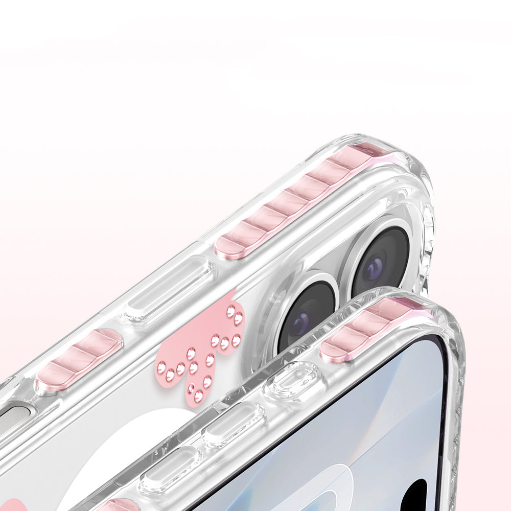 Apple iPhone 17 Kılıf M-Safe Şarj Özellikli Zore Paris Elvo Sert PC Kapak Pembe