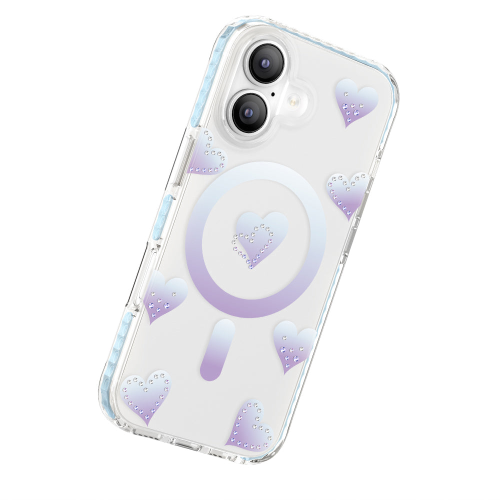 Apple iPhone 17 Kılıf M-Safe Şarj Özellikli Zore Paris Elvo Sert PC Kapak Mavi