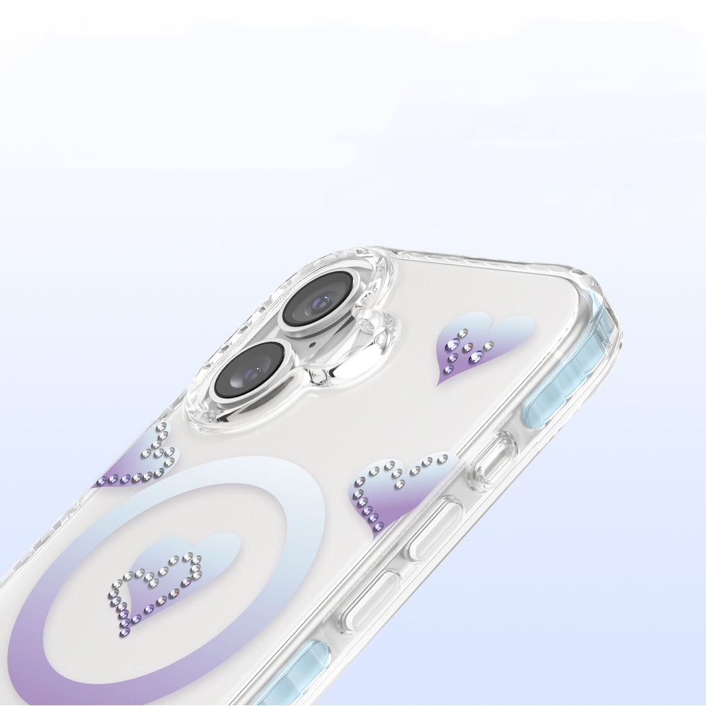 Apple iPhone 17 Kılıf M-Safe Şarj Özellikli Zore Paris Elvo Sert PC Kapak Mavi
