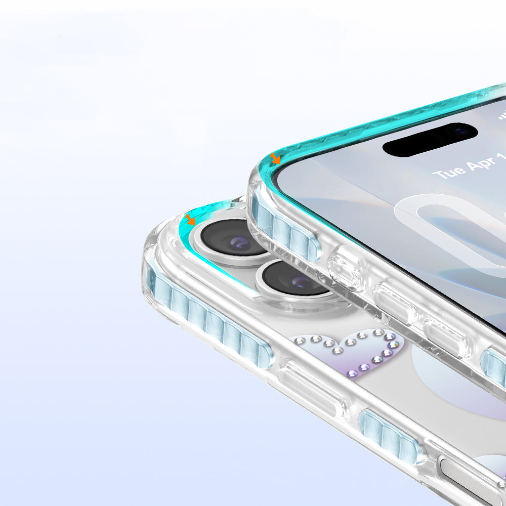 Apple iPhone 17 Kılıf M-Safe Şarj Özellikli Zore Paris Elvo Sert PC Kapak Mavi