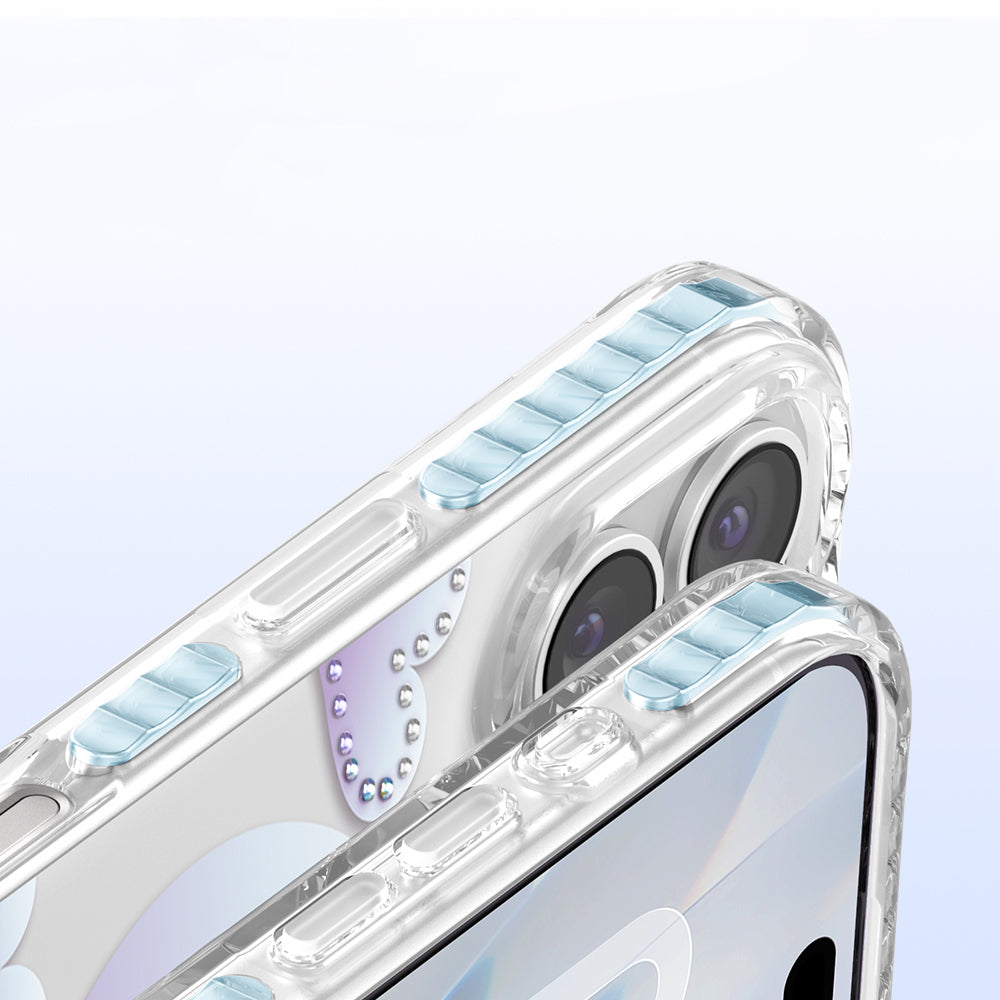Apple iPhone 17 Kılıf M-Safe Şarj Özellikli Zore Paris Elvo Sert PC Kapak Mavi