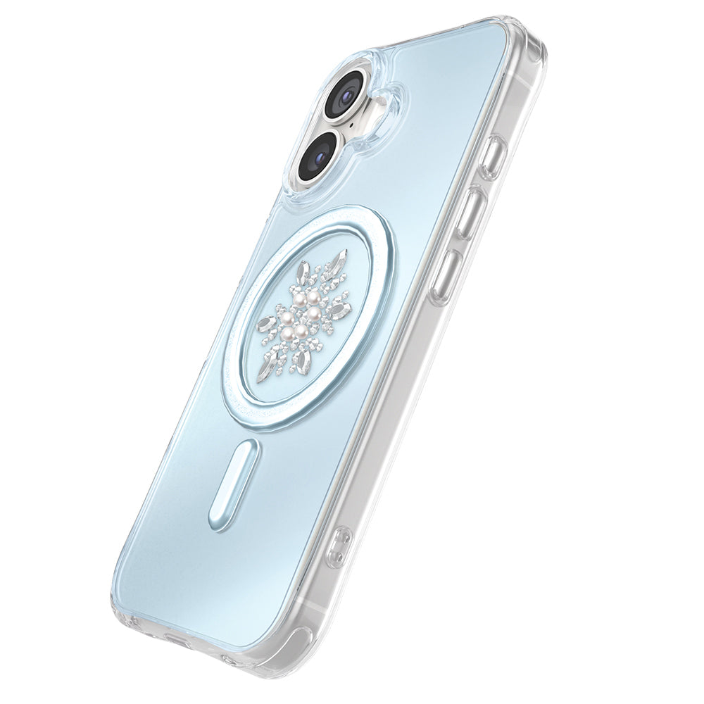 Apple iPhone 17 Kılıf M-Safe Şarj Özellikli Zore Paris Mova Sert PC Kapak Mavi
