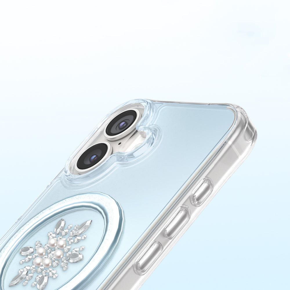 Apple iPhone 17 Kılıf M-Safe Şarj Özellikli Zore Paris Mova Sert PC Kapak Mavi