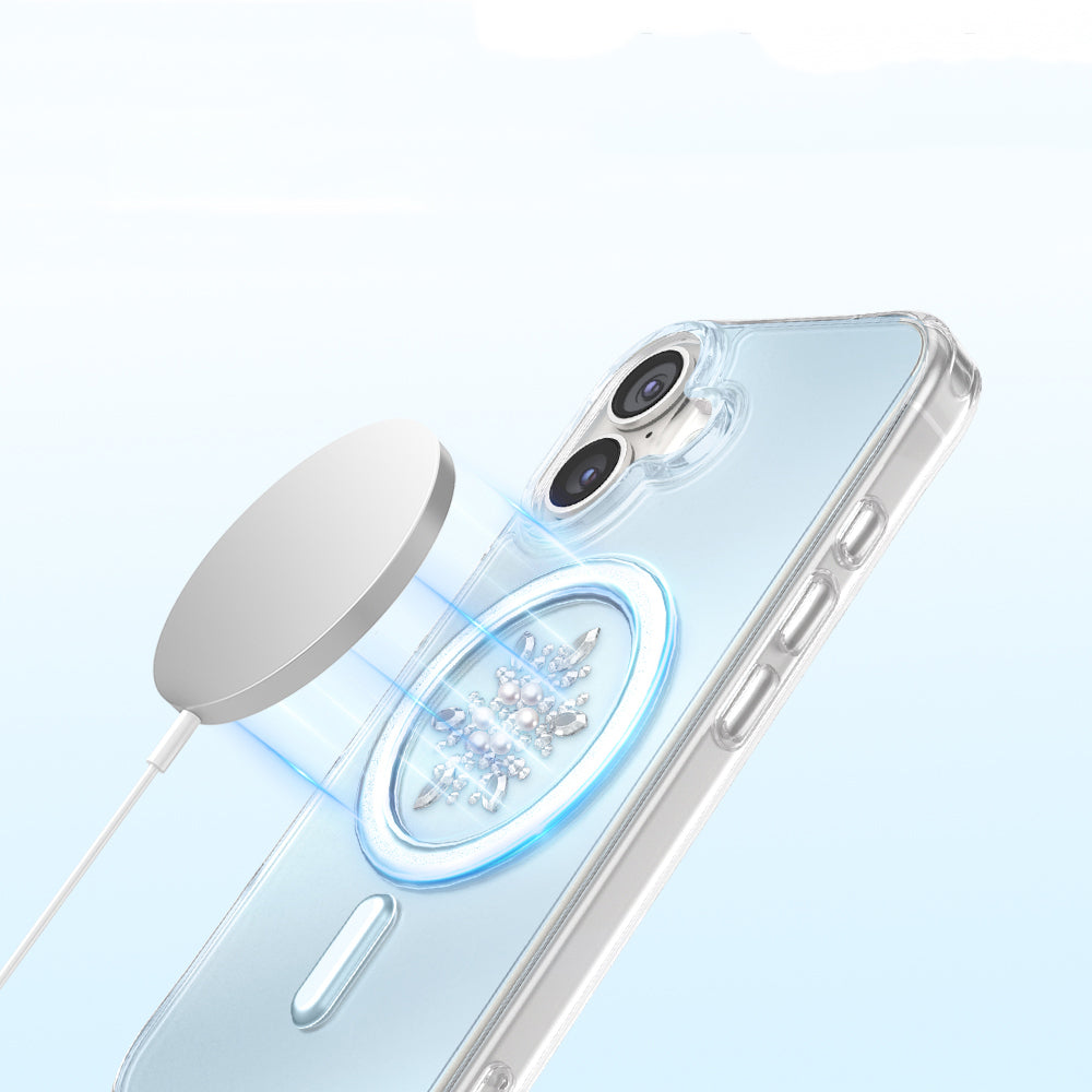 Apple iPhone 17 Kılıf M-Safe Şarj Özellikli Zore Paris Mova Sert PC Kapak Mavi
