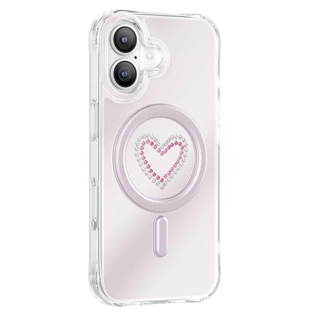 Apple iPhone 17 Kılıf M-Safe Şarj Özellikli Zore Paris Mova Sert PC Kapak Pembe