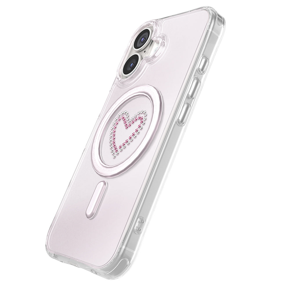 Apple iPhone 17 Kılıf M-Safe Şarj Özellikli Zore Paris Mova Sert PC Kapak Pembe