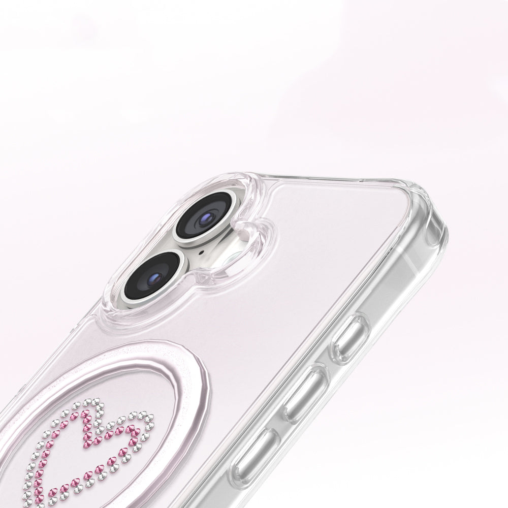 Apple iPhone 17 Kılıf M-Safe Şarj Özellikli Zore Paris Mova Sert PC Kapak Pembe