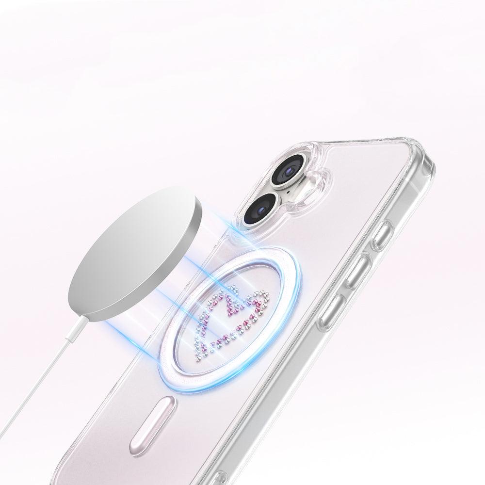 Apple iPhone 17 Kılıf M-Safe Şarj Özellikli Zore Paris Mova Sert PC Kapak Pembe