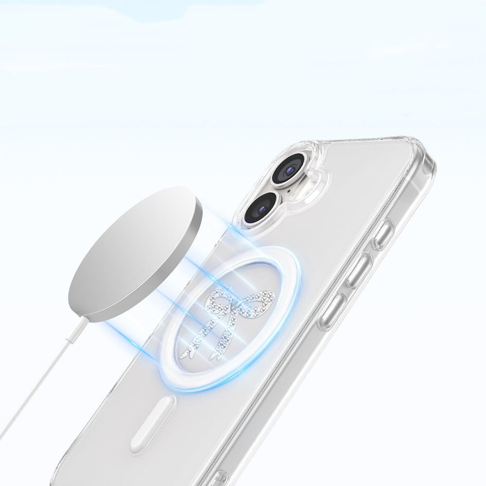 Apple iPhone 17 Kılıf M-Safe Şarj Özellikli Zore Paris Mova Sert PC Kapak Şeffaf