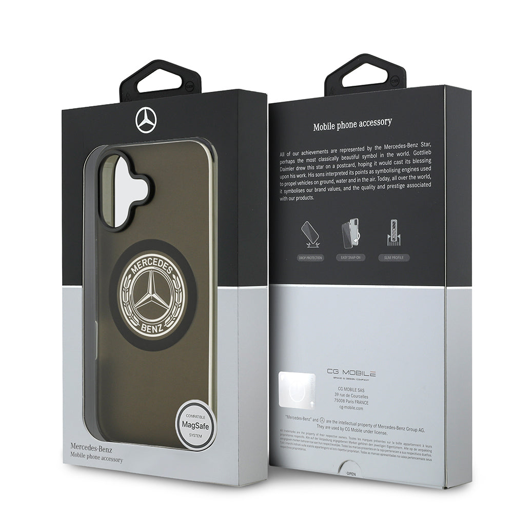 Apple iPhone 17 Kılıf Mercedes Benz Orjinal Lisanslı M-safe Şarj Özellikli Buzlu PC Nostaljik Yıldız Dizayn Kapak Siyah