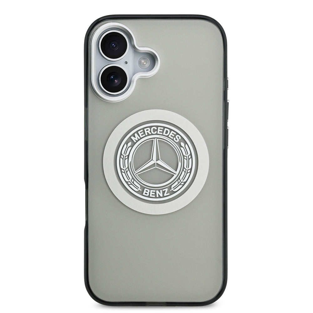 Apple iPhone 17 Kılıf Mercedes Benz Orjinal Lisanslı M-safe Şarj Özellikli Çift Katmanlı PC Nostaljik Yıldız Dizayn Kapak Gri