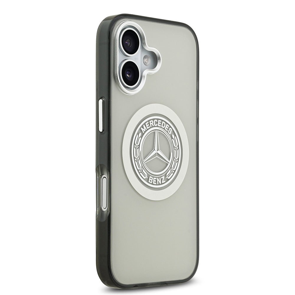 Apple iPhone 17 Kılıf Mercedes Benz Orjinal Lisanslı M-safe Şarj Özellikli Çift Katmanlı PC Nostaljik Yıldız Dizayn Kapak Gri