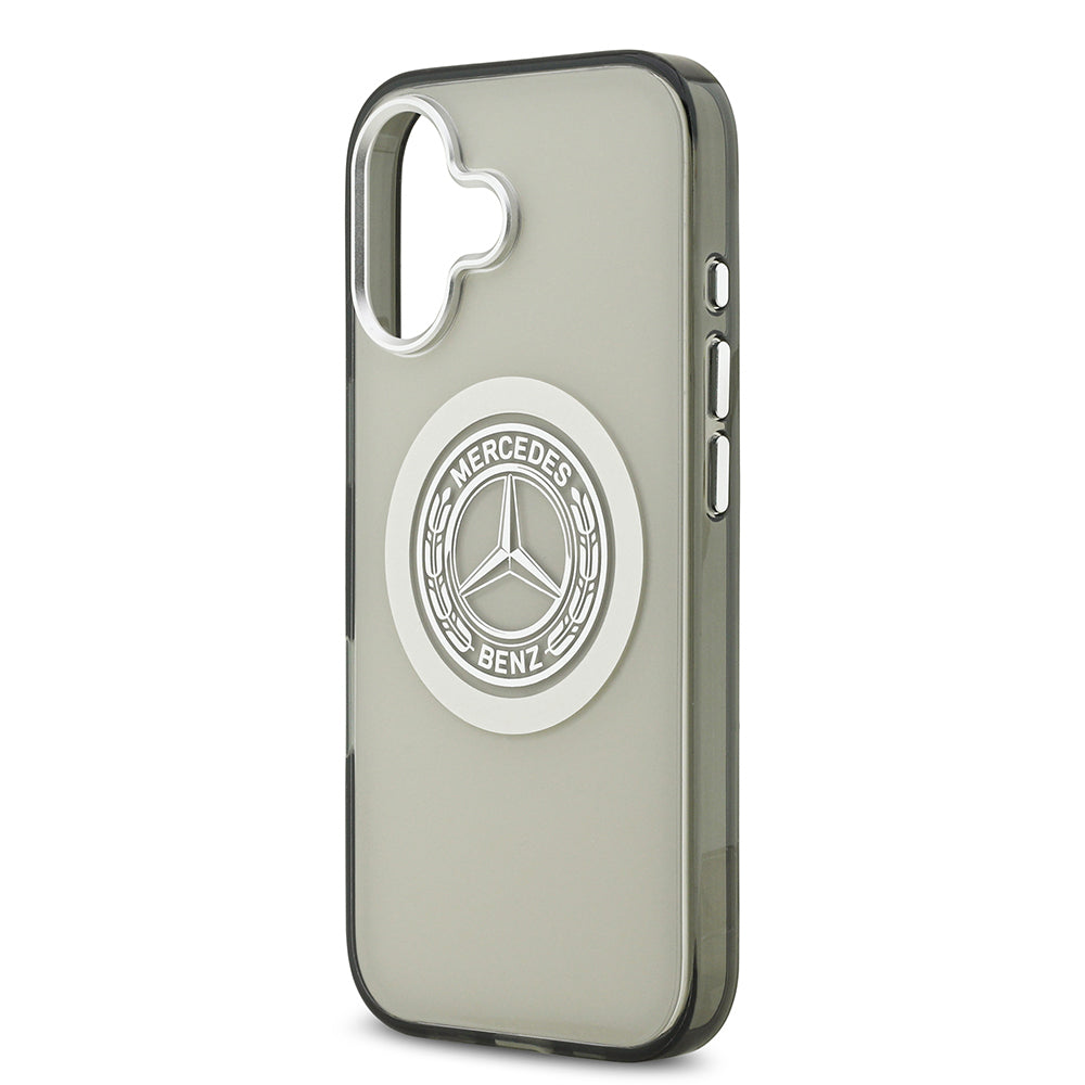 Apple iPhone 17 Kılıf Mercedes Benz Orjinal Lisanslı M-safe Şarj Özellikli Çift Katmanlı PC Nostaljik Yıldız Dizayn Kapak Gri