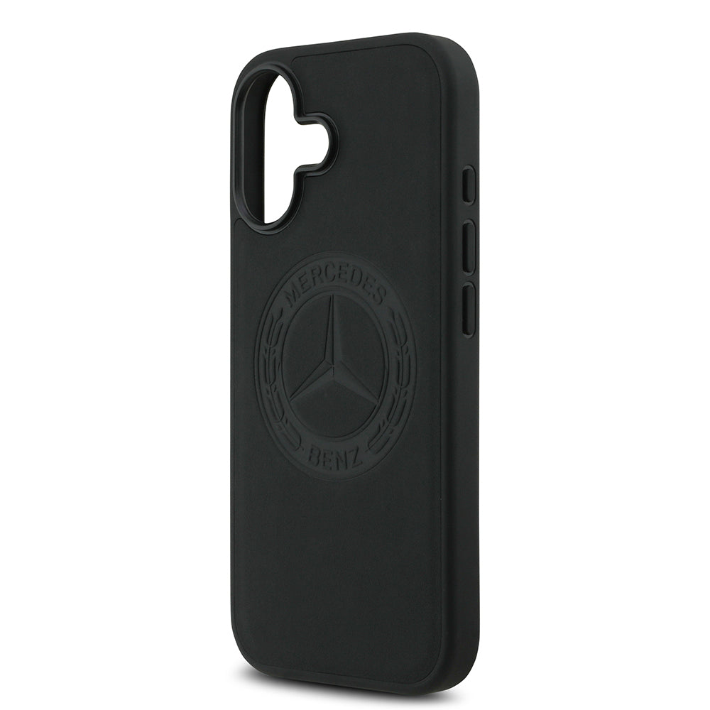 Apple iPhone 17 Kılıf Mercedes Benz Orjinal Lisanslı M-safe Şarj Özellikli Hakiki Deri Nostaljik Yıldız Dizayn Kapak Siyah