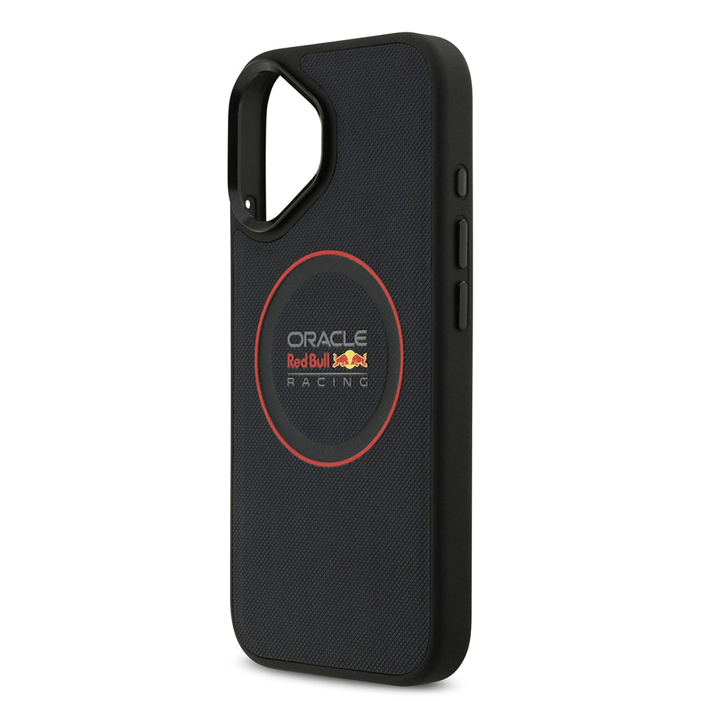 Apple iPhone 17 Kılıf Redbull Orjinal Lisanslı M-safe Şarj Özellikli Kırmızı Halka ve Logo Kabartmalı PU Deri Kapak Lacivert