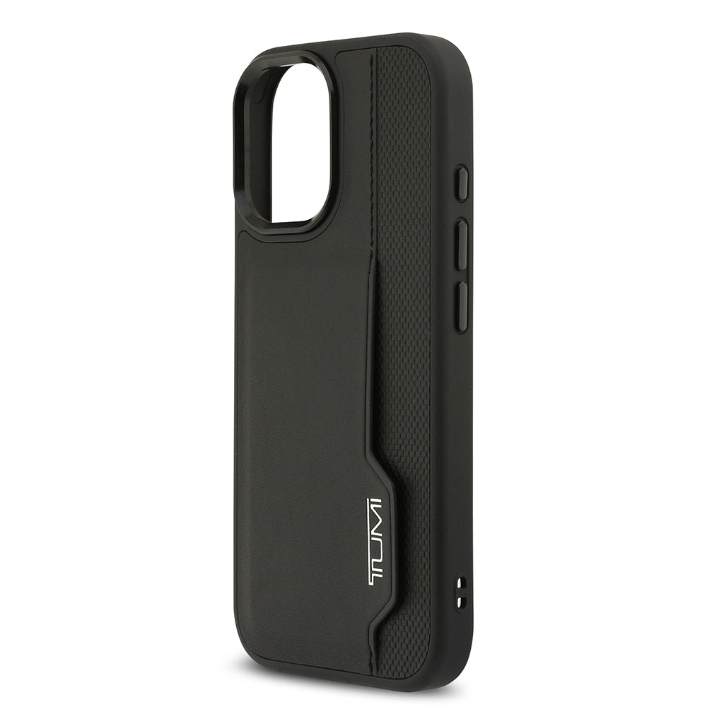 Apple iPhone 17 Kılıf TUMI Orjinal Lisanslı Deri Dikey Kartlıklı Kapak Siyah