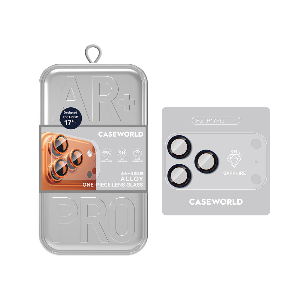 Apple iPhone 17 Pro CaseWorld Alloy Sapphire Safir One-Piece Anti Reflective Safir Kamera Lens Koruyucu Mavi