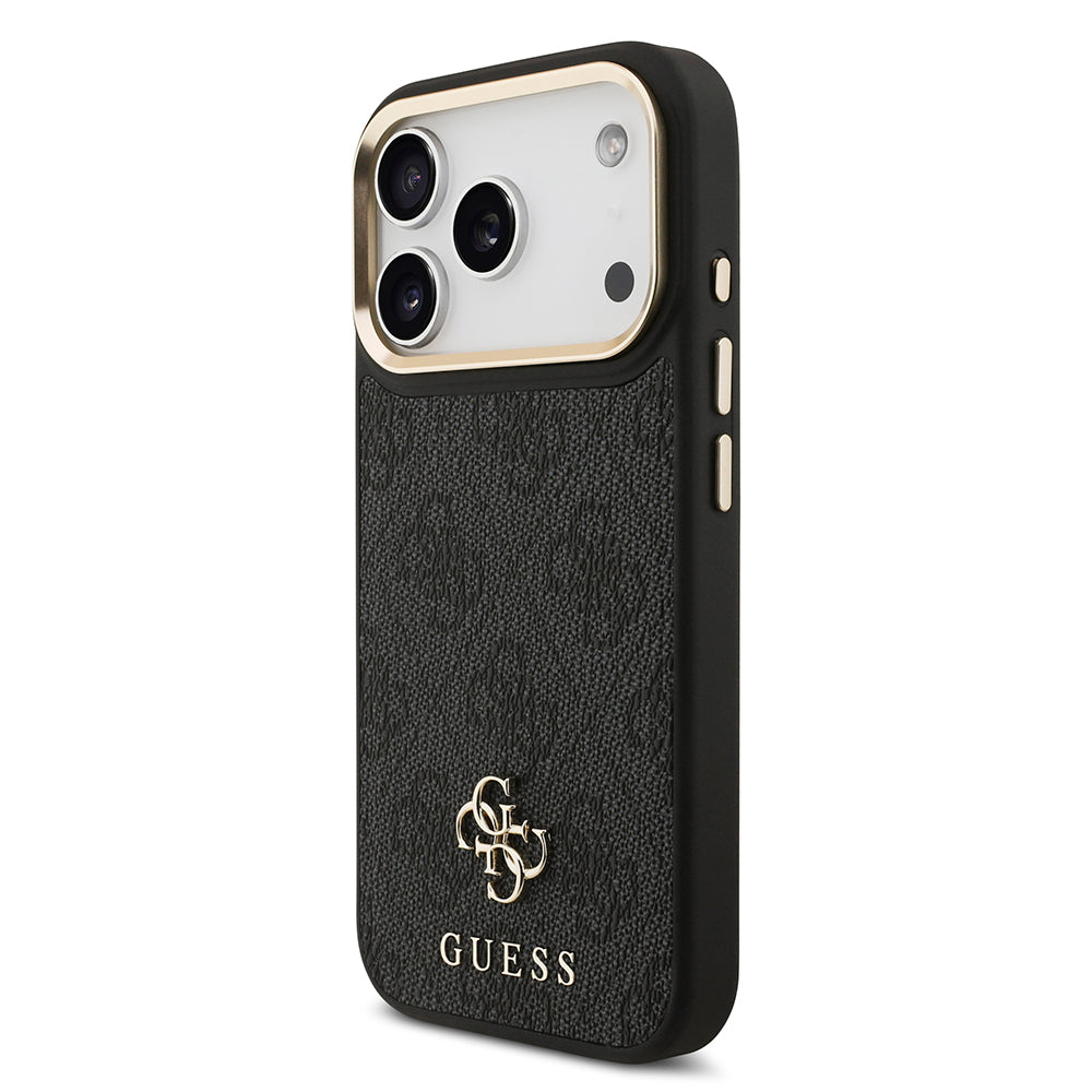 Apple iPhone 17 Pro Guess Orjinal Lisanslı 4G ve Yazı Logolu Kılıf + Ekran Koruyucu + Lens Koruyucu 3in1 Aksesuar Seti Siyah