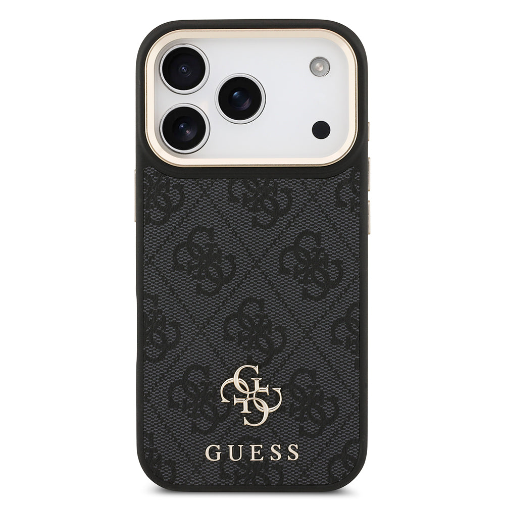 Apple iPhone 17 Pro Guess Orjinal Lisanslı 4G ve Yazı Logolu Kılıf + Ekran Koruyucu + Lens Koruyucu 3in1 Aksesuar Seti Siyah