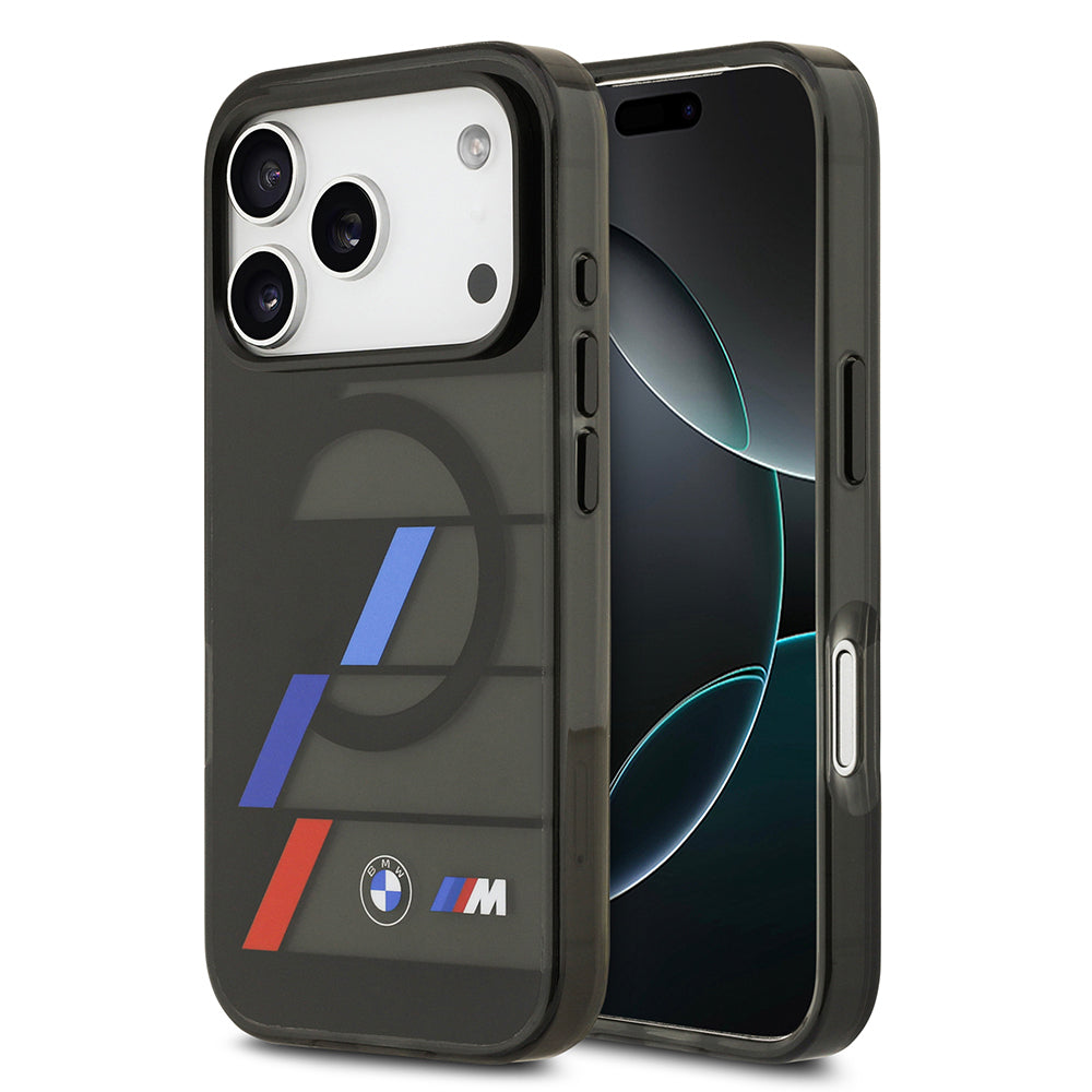 Apple iPhone 17 Pro Kılıf BMW Orjinal Lisanslı M-safe Şarj Özellikli IML Baskılı Üç Renkli M Dizayn Kapak Siyah