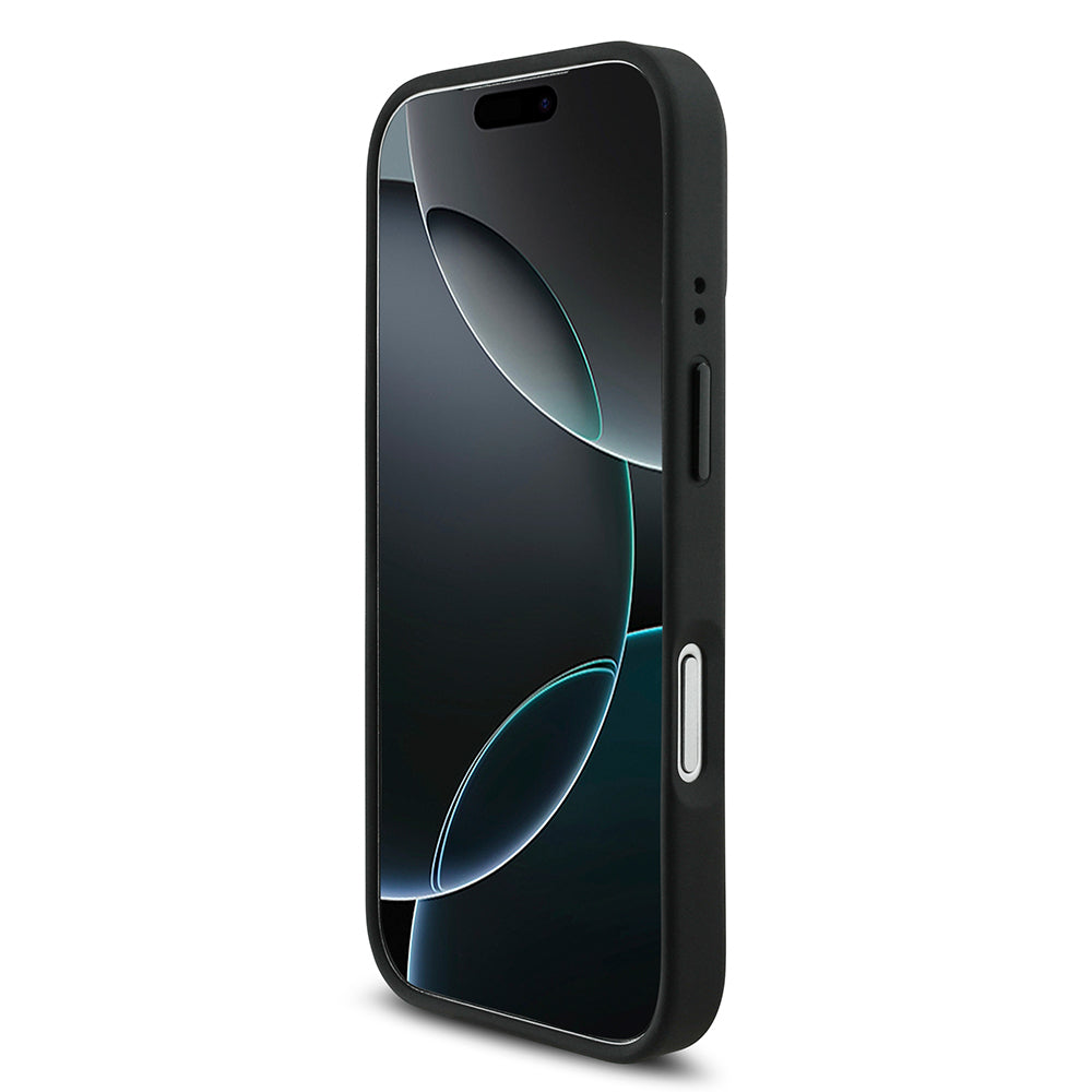 Apple iPhone 17 Pro Kılıf BMW Orjinal Lisanslı M-safe Şarj Özellikli M Logolu Üç Şeritli Delikli Deri Kapak Siyah