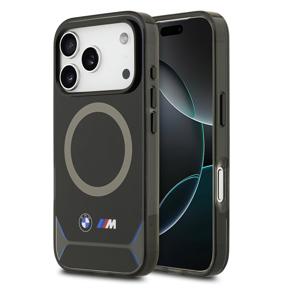 Apple iPhone 17 Pro Kılıf BMW Orjinal Lisanslı M-safe Şarj Özellikli Metal Buton Tasarımlı IML Baskılı M Dizayn Kapak Mavi