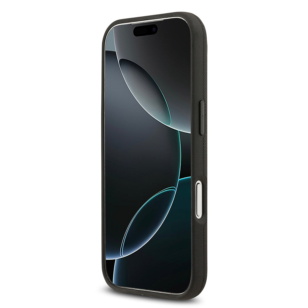 Apple iPhone 17 Pro Kılıf BMW Orjinal Lisanslı M-safe Şarj Özellikli Metal Logolu Delikli M Dizayn Deri Kapak Siyah