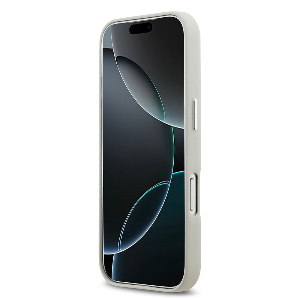 Apple iPhone 17 Pro Kılıf BMW Orjinal Lisanslı M-safe Şarj Özellikli Metal Logolu Tam Kaplama Deri Kapak Gri