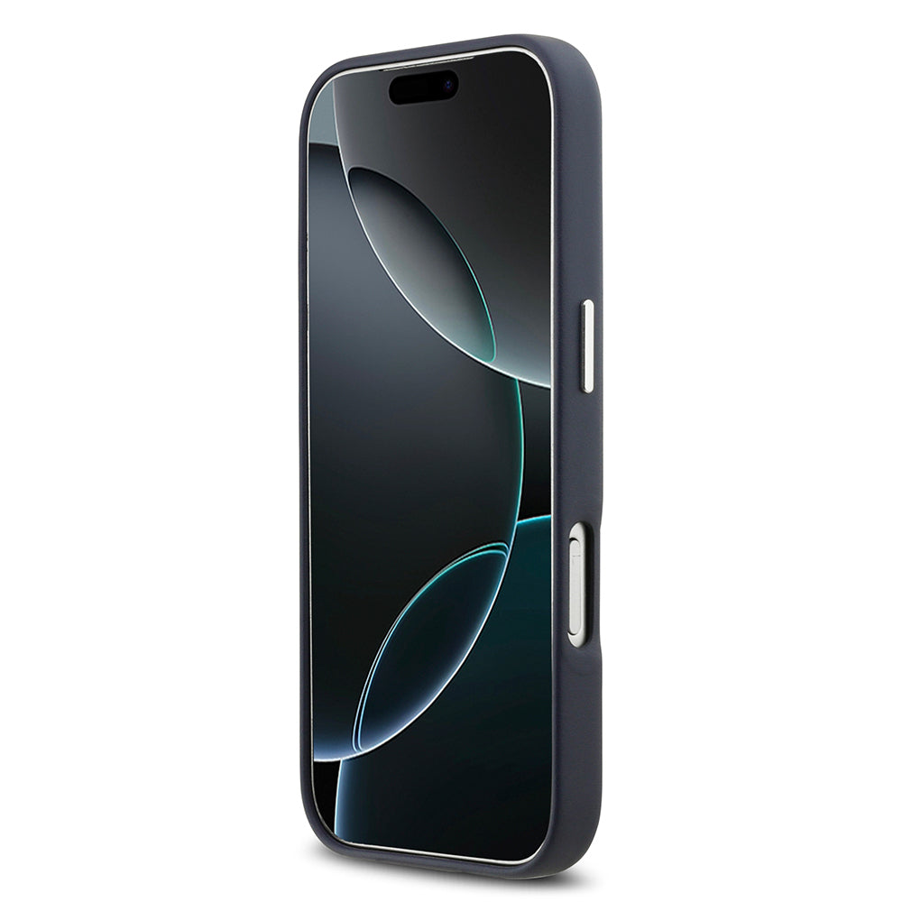 Apple iPhone 17 Pro Kılıf BMW Orjinal Lisanslı M-safe Şarj Özellikli Metal Logolu Tam Kaplama Deri Kapak Lacivert