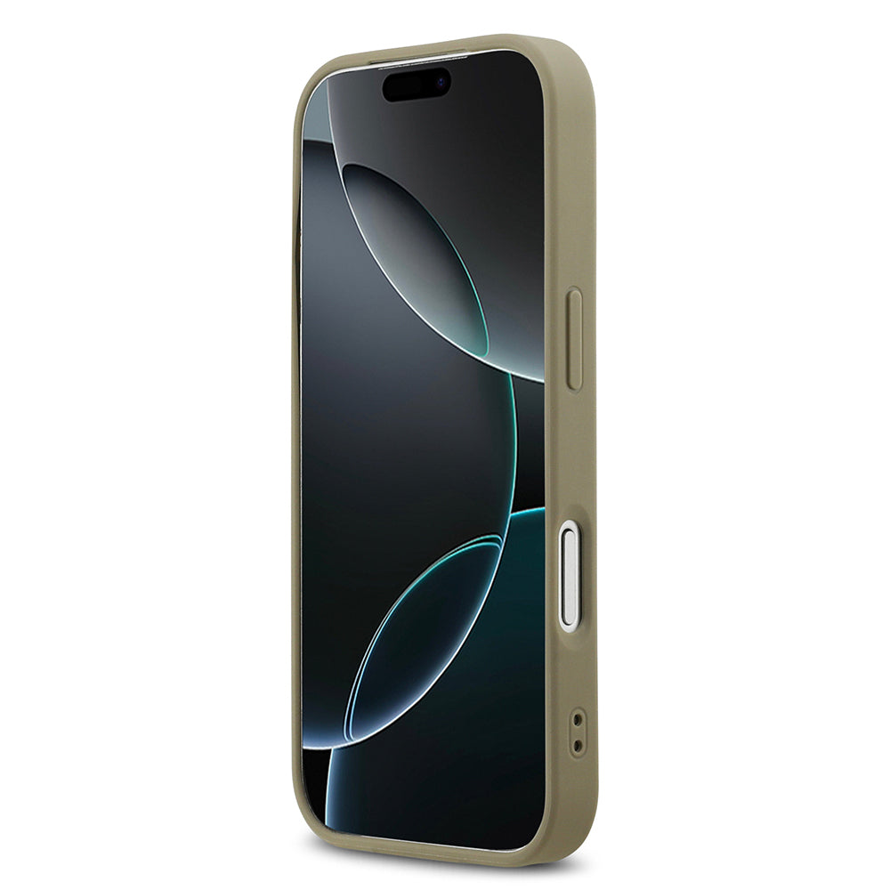 Apple iPhone 17 Pro Kılıf DKNY Orjinal Lisanslı M-safe Şarj Özellikli 3D Yazılı Grid Pattern Kapak Kahverengi