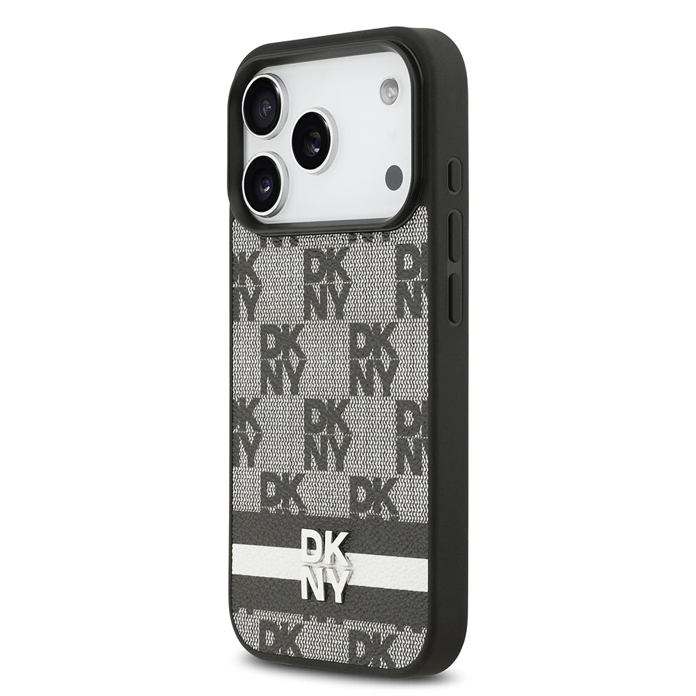 Apple iPhone 17 Pro Kılıf DKNY Orjinal Lisanslı M-safe Şarj Özellikli 3D Yazılı Metal Logolu Kapak Siyah