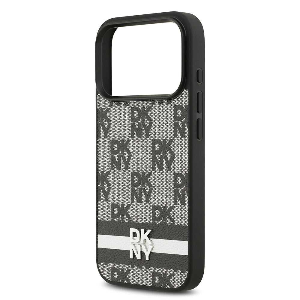 Apple iPhone 17 Pro Kılıf DKNY Orjinal Lisanslı M-safe Şarj Özellikli 3D Yazılı Metal Logolu Kapak Siyah