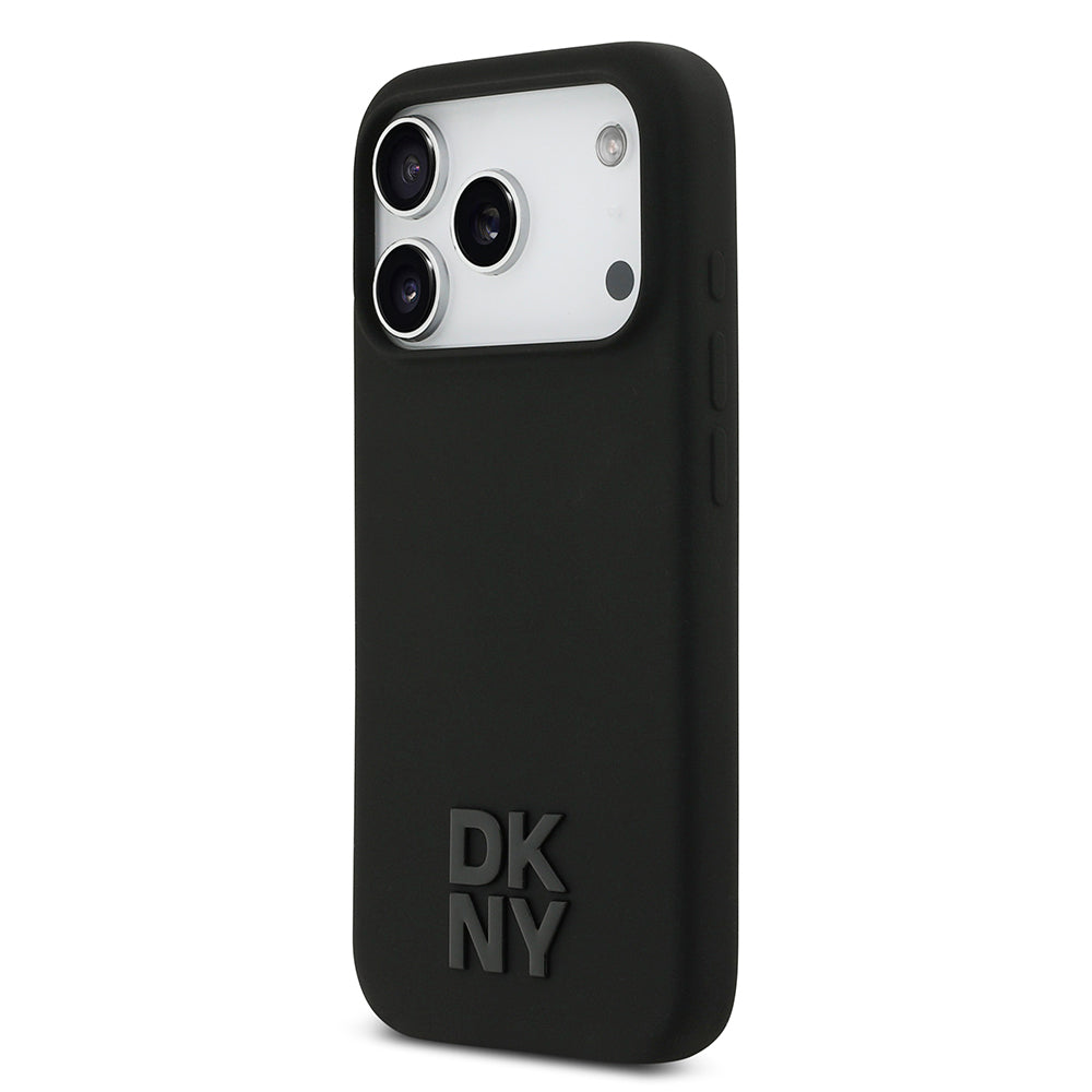 Apple iPhone 17 Pro Kılıf DKNY Orjinal Lisanslı M-safe Şarj Özellikli Metal Logolu Silikon Kapak Siyah