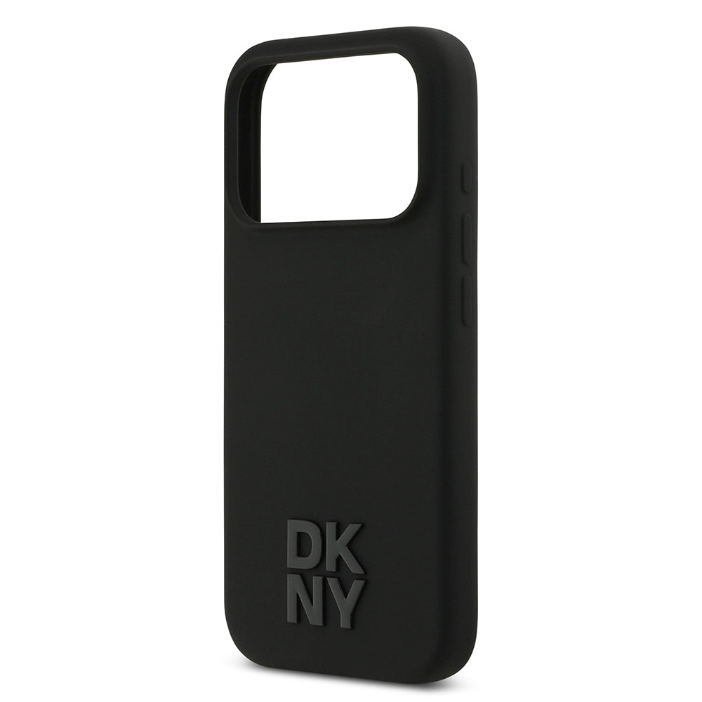 Apple iPhone 17 Pro Kılıf DKNY Orjinal Lisanslı M-safe Şarj Özellikli Metal Logolu Silikon Kapak Siyah