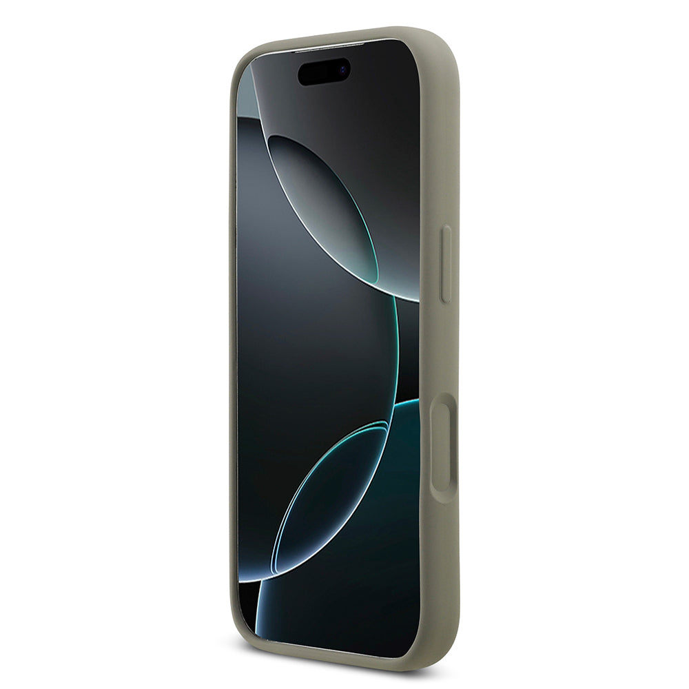 Apple iPhone 17 Pro Kılıf DKNY Orjinal Lisanslı M-safe Şarj Özellikli Metal Logolu Silikon Kapak Bej