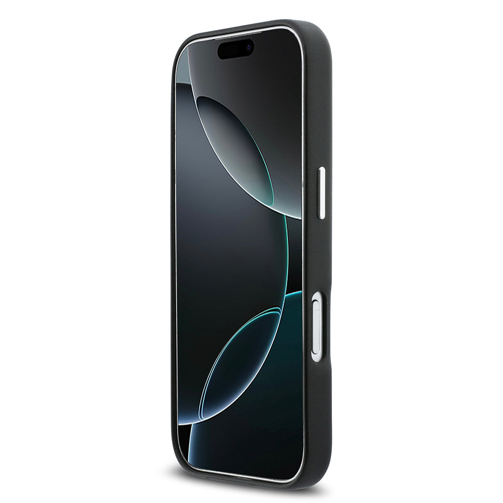 Apple iPhone 17 Pro Kılıf DKNY Orjinal Lisanslı M-safe Şarj Özellikli PU Büyük Dikey Logolu Kapak Siyah